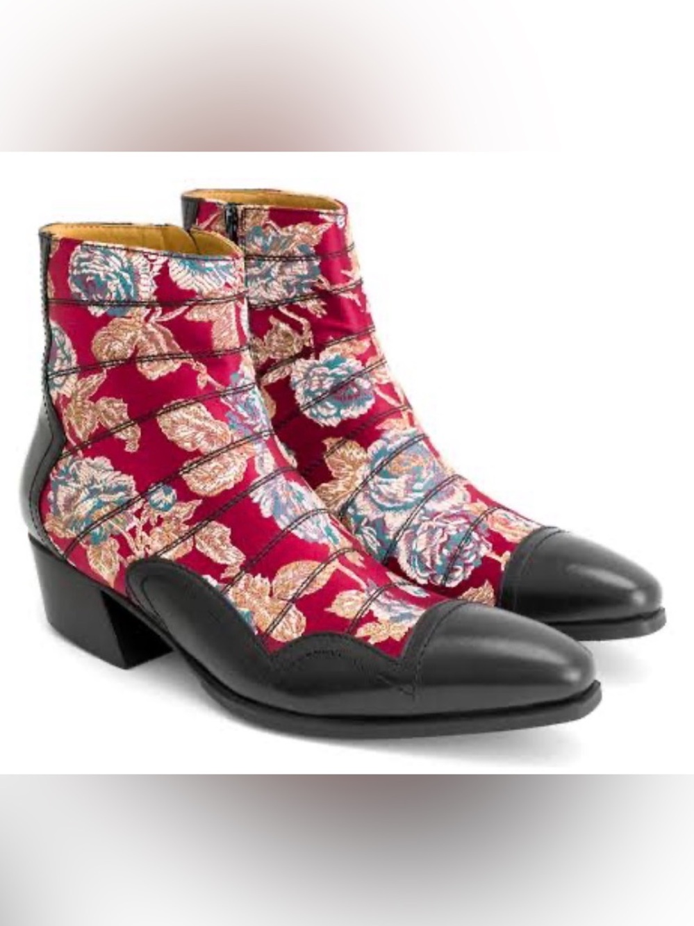 Fluevog LIKE NEW W BOX Idol Presley red jacquard boot -M9/W11 (fits 8.5/10.5)